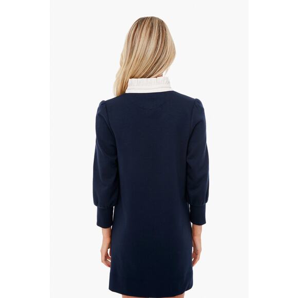 Tuckernuck Charlotte Terry Dress Size Medium Navy Blue Mini Pomander Place *flaw - Picture 6 of 16